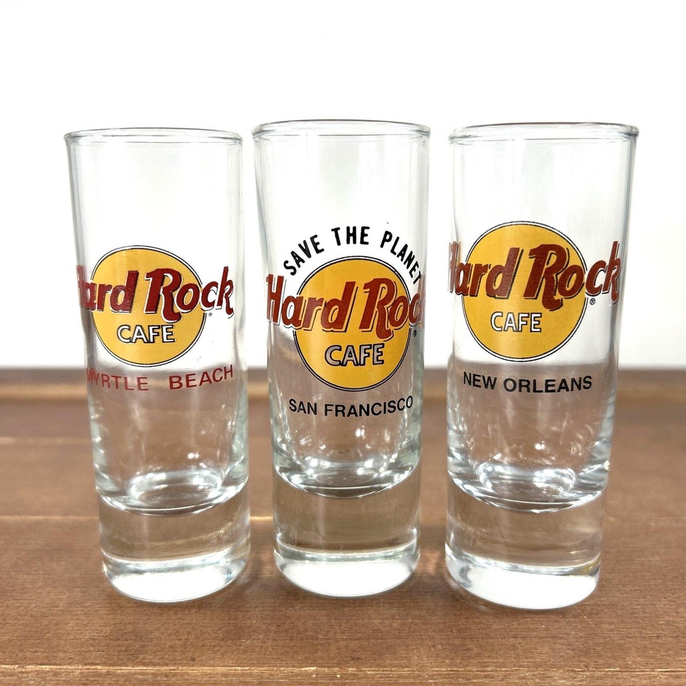 Set of 3, Hard Rock Cafe Shot Glass‎ Lot, Myrtle Beach San Francisco New Orleans